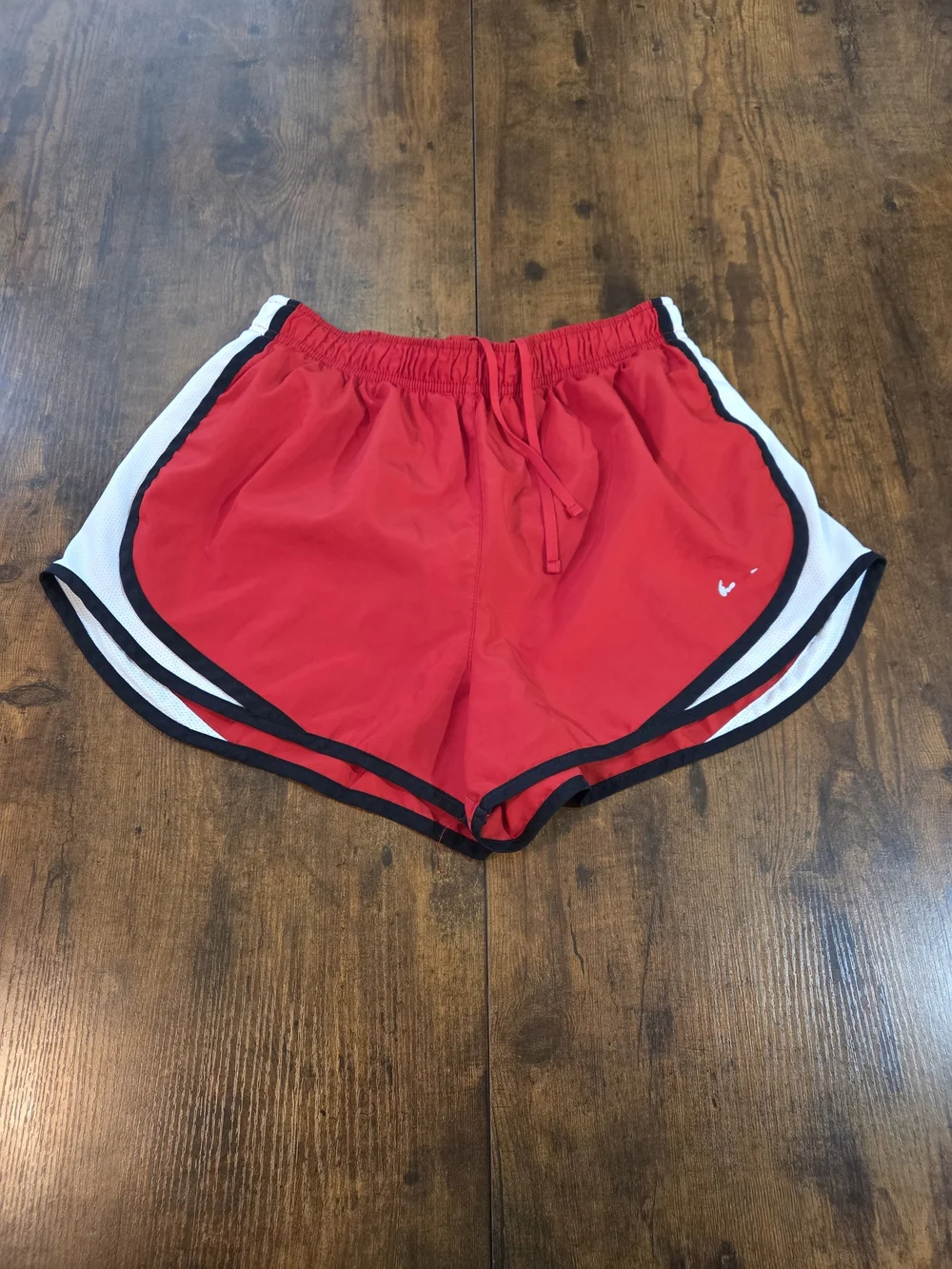 Nike Womens Dri Fit Running Shorts With Liner Red White Size Large - Picture 1 of 6